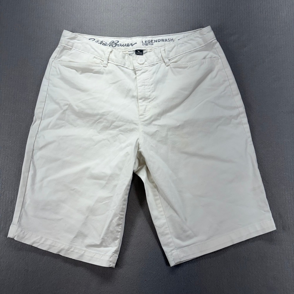 Eddie Bauer Shorts Womens 8 White Legendwash Stretch Curvy Fit 21607035